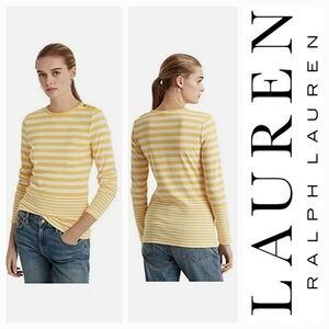 Lauren Ralph Lauren Riviera Stripe Snap-Trim Long Sleeve Slim Cotton Shirt XL